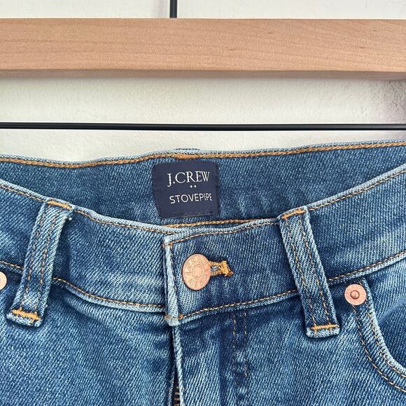 J. Crew Stovepipe Raw Hem Straight Jeans Size 28P Blue - Picture 5 of 5